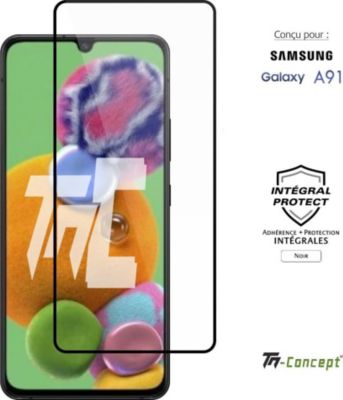 Protège écran TM CONCEPT Verre trempé pour Samsung A91 - Noir