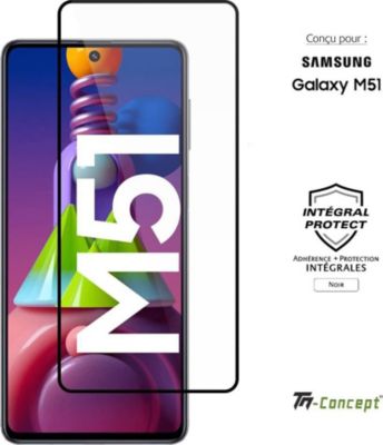 Protège écran TM CONCEPT Verre trempé pour Samsung M51 - Noir