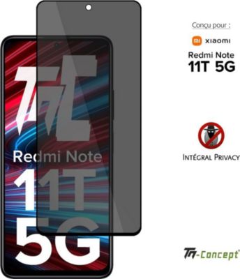 Protège écran TM CONCEPT Verre trempé teinté Redmi Note 11T Noir