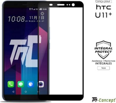 Protège écran TM CONCEPT Verre trempé pour HTC U11 Plus - Noir