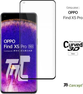 Protège écran TM CONCEPT Verre trempé 3D Oppo Find X5 Pro - Noir