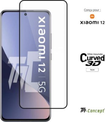 Protège écran TM CONCEPT Verre trempé 3D pour Xiaomi 12 Pro Noir