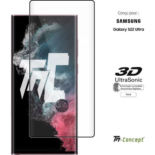 Protège écran TM CONCEPT Verre trempé 3D Samsung Galaxy S22 Ultra