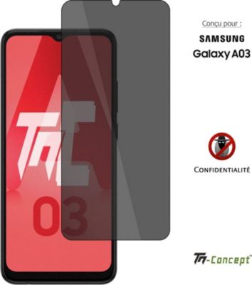 Protège écran TM CONCEPT Verre trempé teinté - Samsung Galaxy A03 Protège écran TM CONCEPT Verre trempé teinté - Samsung Galaxy A03