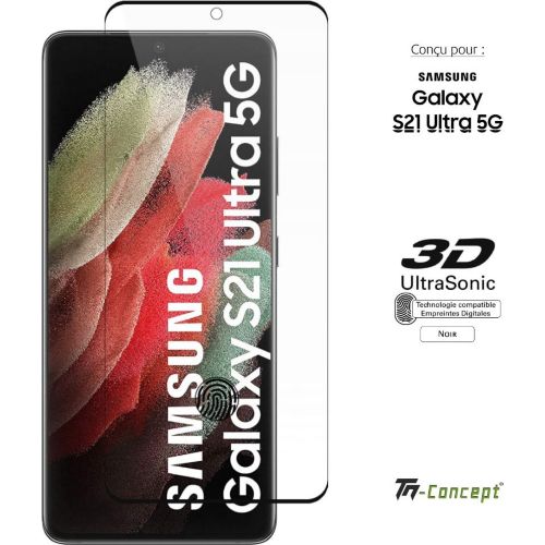 Verre trempé Samsung Galaxy S21 Protection Ecran Ultra-résistant, Adhésion  Totale - Contour Noir - Français