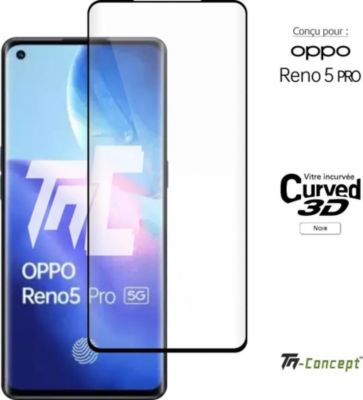 Protège écran TM CONCEPT Verre trempé 3D - Oppo Reno 5 Pro Noir