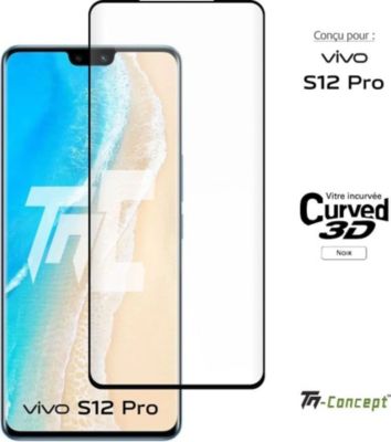 Protège écran TM CONCEPT Verre trempé 3D pour Vivo S12 Pro - Noir