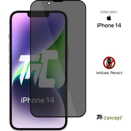 Protège écran TM CONCEPT Verre trempé teinté pour iPhone 14 Noir