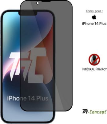 Protège écran TM CONCEPT Verre trempé teinté pour iPhone 14+ Noir