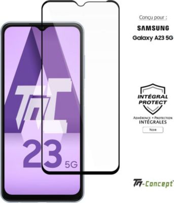 Protège écran TM CONCEPT Verre trempé pour Samsung A23 - Noir