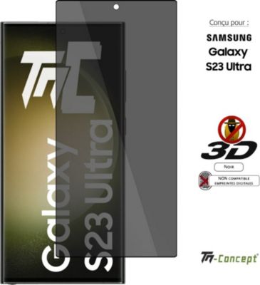 Protège écran TM CONCEPT Verre trempé 3D teinté Samsung S23 Ultra