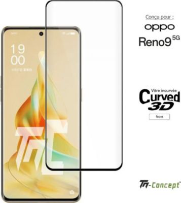 Protège écran TM CONCEPT Verre trempé 3D pour Oppo Reno 9 - Noir