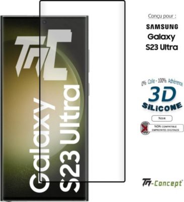 Protège écran TM CONCEPT Verre trempé 3D Samsung S23 Ultra - Noir