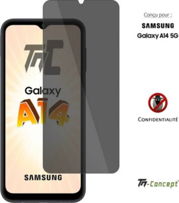 Protège écran sur mesure TM CONCEPT Verre trempé teinté - Samsung Galaxy A14 Protège écran sur mesure TM CONCEPT Verre trempé teinté - Samsung Galaxy A14