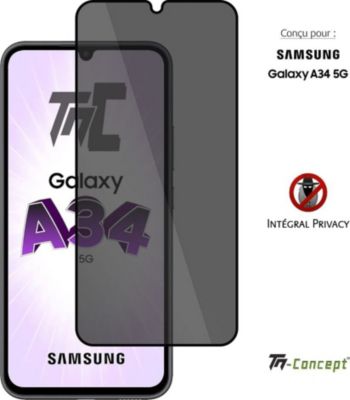 Protège écran sur mesure TM CONCEPT Verre trempé teinté - Samsung A34 - Noir