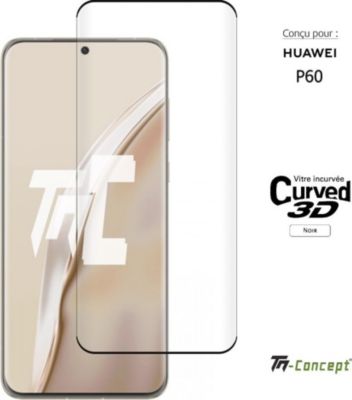 Protège écran sur mesure TM CONCEPT Verre trempé 3D pour Huawei P60 - Noir