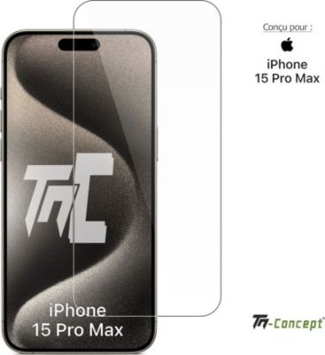 Protège écran TM CONCEPT Verre trempé pour Apple iPhone 15Pro Max