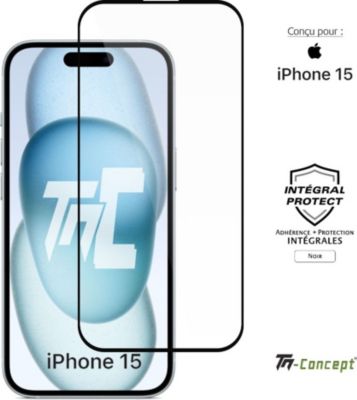 Protège écran TM CONCEPT Verre trempé pour Apple iPhone 15 - Noir Protège écran TM CONCEPT Verre trempé pour Apple iPhone 15 - Noir