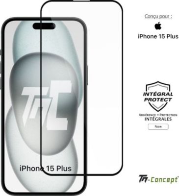 Protège écran TM CONCEPT Verre trempé pour iPhone 15 Plus - Noir