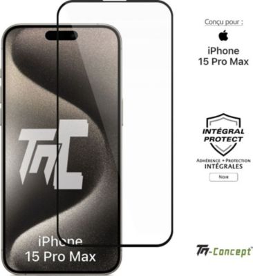 Protège écran TM CONCEPT Verre trempé pour iPhone 15 Pro Max Noir