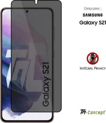 Protège écran TM CONCEPT Verre trempé teinté - Samsung S21 - Noir