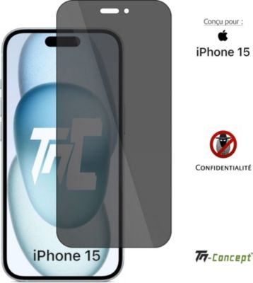 Verre trempé teinté Anti-Espions pour iPhone 15 Plus - TM Concept®