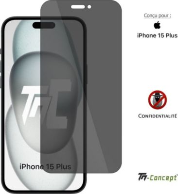Protège écran TM CONCEPT Verre trempé teinté pour iPhone 15 Plus