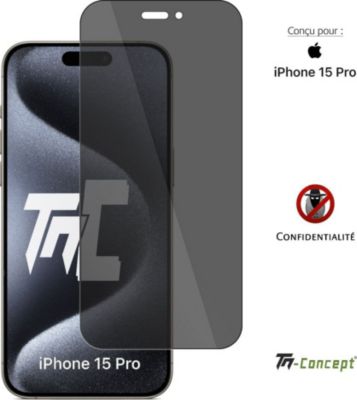 Protège écran TM CONCEPT Verre trempé teinté pour iPhone 15 Pro