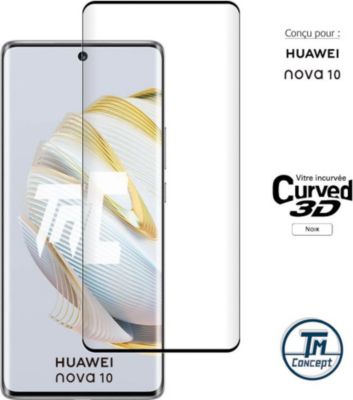 Protège écran TM CONCEPT Verre trempé 3D pour Huawei Nova 10 Noir