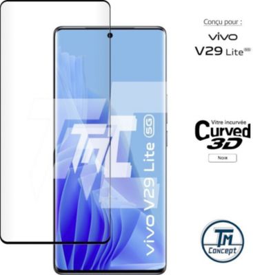 Protège écran TM CONCEPT Verre trempé 3D pour Vivo V29 Lite Noir