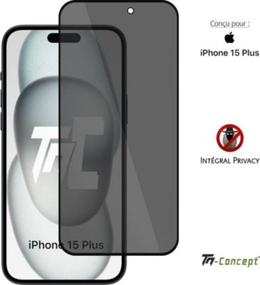 Protège écran TM CONCEPT Verre trempé teinté pour iPhone 15+ Noir Protège écran TM CONCEPT Verre trempé teinté pour iPhone 15+ Noir