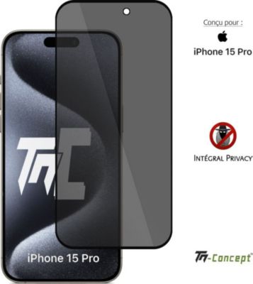 Protège écran TM CONCEPT Verre teinté pour iPhone 15 Pro Noir