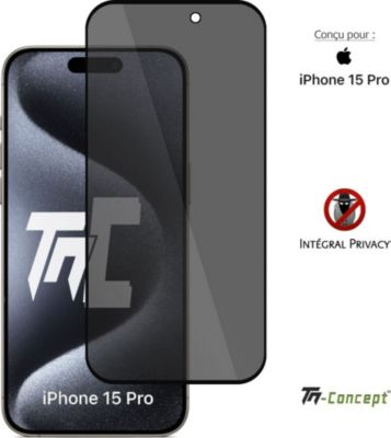 Protège écran TM CONCEPT Verre teinté pour iPhone 15 Pro Noir Protège écran TM CONCEPT Verre teinté pour iPhone 15 Pro Noir