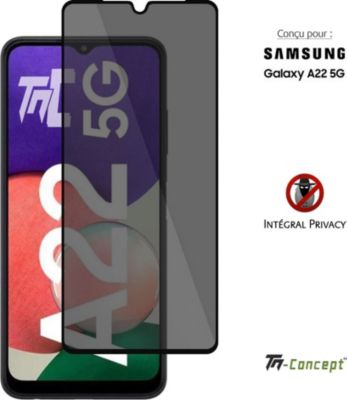 Protège écran TM CONCEPT Verre trempé teinté Samsung A22 5G Noir