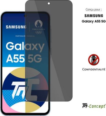 Protège écran TM CONCEPT Verre trempé teinté pour Samsung A55 5G