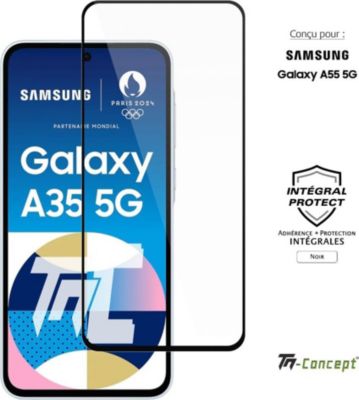 Protège écran TM CONCEPT Verre trempé pour Samsung A35 5G - Noir