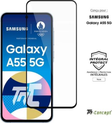 Protège écran TM CONCEPT Verre trempé pour Samsung A55 5G - Noir