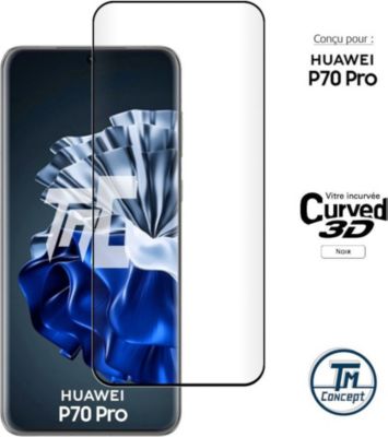 Protège écran TM CONCEPT Verre trempé 3D pour Huawei P70 Pro Noir