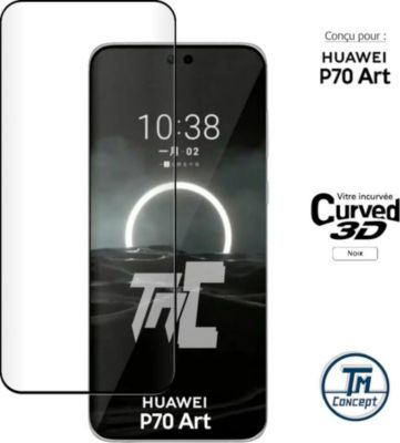 Protège écran TM CONCEPT Verre trempé 3D pour Huawei P70 Art Noir