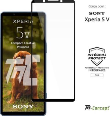 Protège écran TM CONCEPT Verre trempé pour Sony Xperia 5 V - Noir