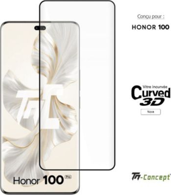 Protège écran TM CONCEPT Verre trempé 3D pour Honor 100 - Noir
