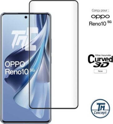 Protège écran TM CONCEPT Verre trempé 3D pour Oppo Reno 10 Noir