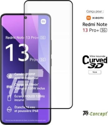 Protège écran TM CONCEPT Verre trempé 3D pour Redmi Note 13 Pro+