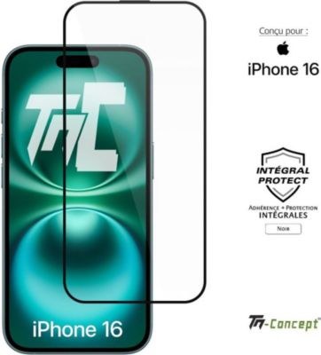 Protège écran TM CONCEPT Verre trempé pour iPhone 16 - Noir