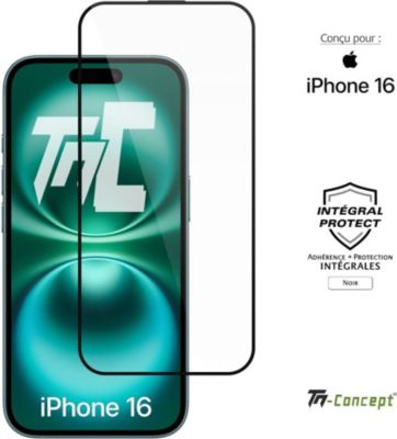 Protège écran TM CONCEPT Verre trempé pour iPhone 16 - Noir Protège écran TM CONCEPT Verre trempé pour iPhone 16 - Noir