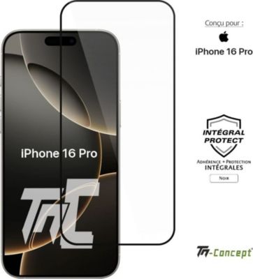 Protège écran TM CONCEPT Verre trempé pour iPhone 16 Pro - Noir