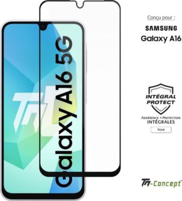 Protège écran TM CONCEPT Verre trempé pour Samsung A16 Noir intég