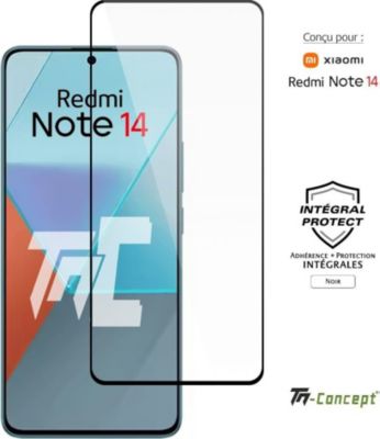 Protège écran TM CONCEPT Verre trempé pour Redmi Note 14 - Noir