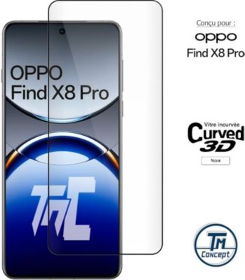 Protège écran TM CONCEPT Verre trempé 3D pour Find X8 Pro - Noir