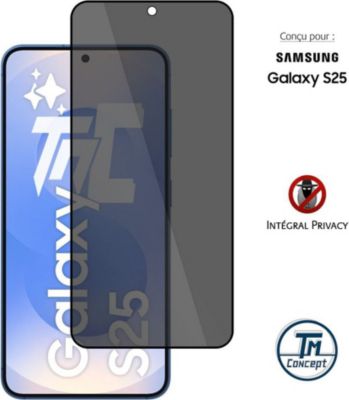 Protège écran TM CONCEPT Verre trempé pour Samsung S25 Noir Privé